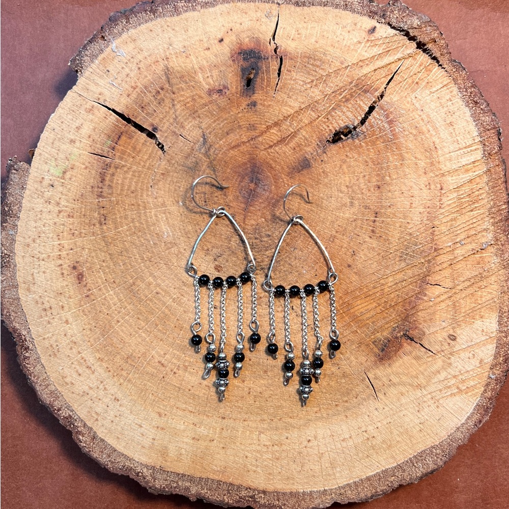Sterling and onyx earrings